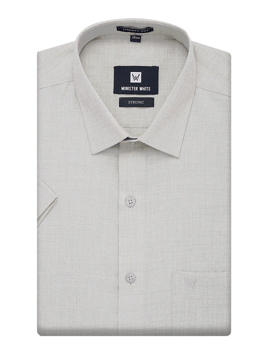 Mens Cotton Regular Fit Sap Colour Shirt Stronic by Minister White