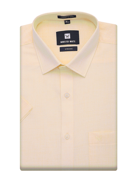 Mens Cotton Regular Fit Butter Colour Shirt Stronic by Minister White