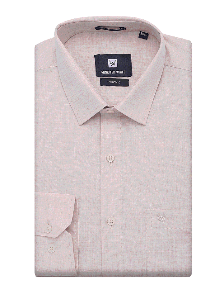 Mens Cotton Regular Fit Sand Colour Shirt Stronic by Minister White