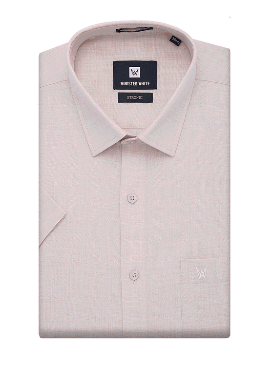 Mens Cotton Regular Fit Sand Colour Shirt Stronic by Minister White