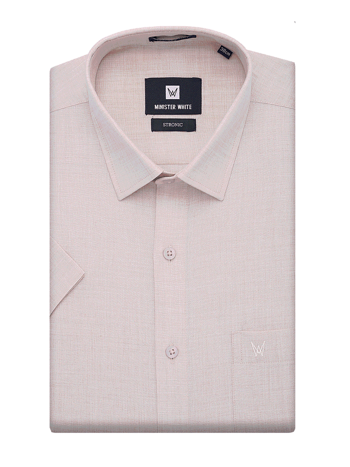 Mens Cotton Regular Fit Sand Colour Shirt Stronic by Minister White