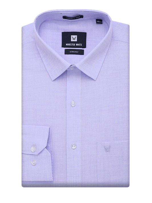 Mens Cotton Regular Fit Lavender Colour Shirt Stronic by Minister White