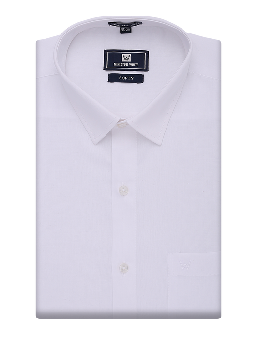 Mens Cotton Regular Fit White Shirt Softy by Minister White