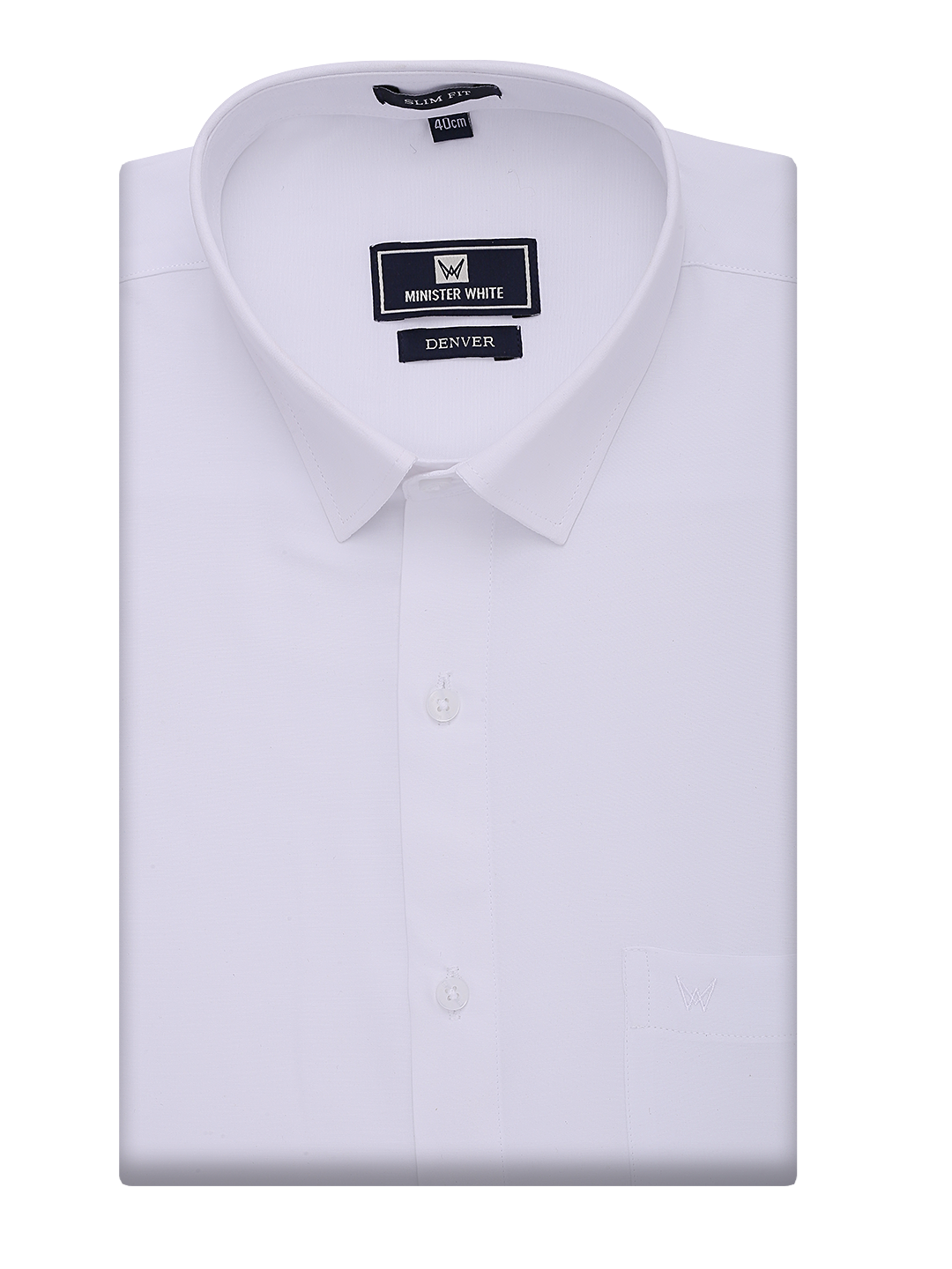 Mens Cotton Slim Fit White Shirt Denver by Minister White