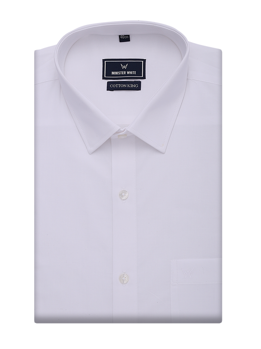 Mens Cotton Regular Fit White Shirt Cotton King by Minister White