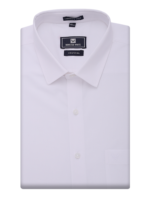 Mens Cotton Regular Fit White Shirt Crystal by Minister White