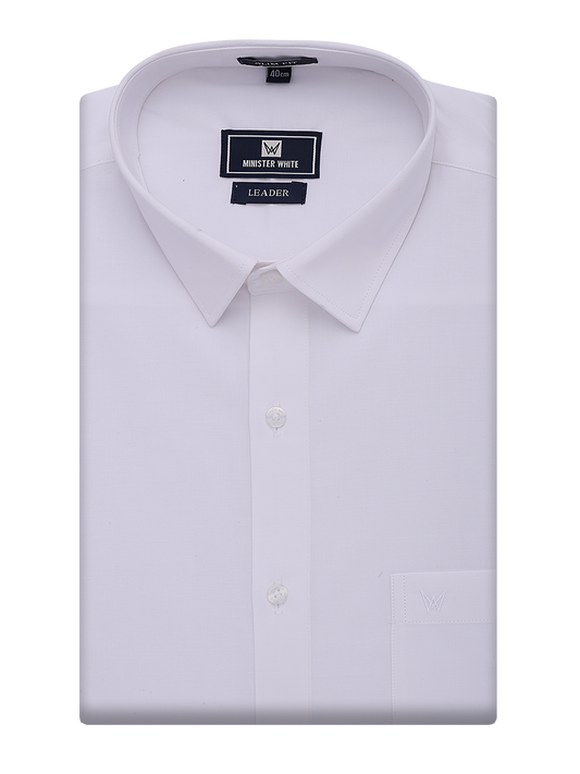 Mens Cotton Slim Fit White Shirt Cotton Leader by Minister White