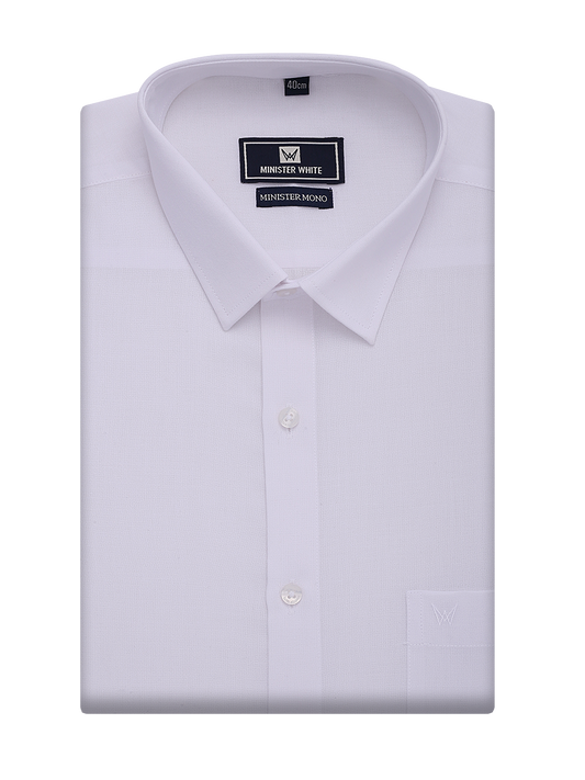 Mens Cotton Regular Fit White Shirt Minister Mono by Minister White