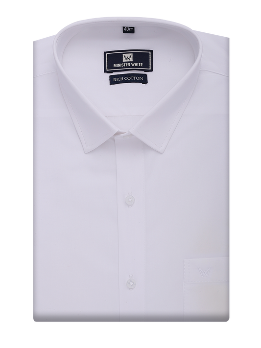 Mens Cotton Regular Fit White Shirt Rich Cotton by Minister White