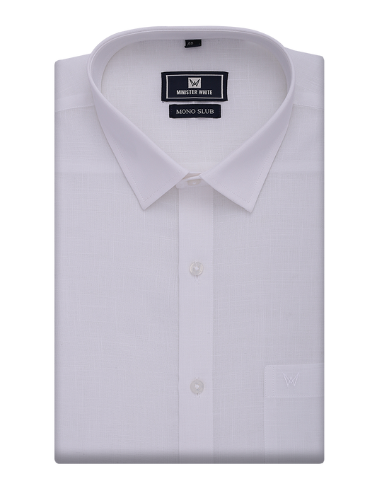 Mens Cotton Regular Fit White Shirt Mono Slub by Minister White