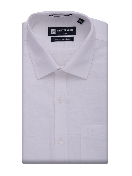 Mens Cotton Linen White Regular Fit Shirt Linen Classic by Minister White