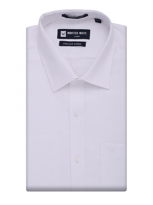 Mens Pure Linen Regular Fit White Shirt Italian Linen by Minister White