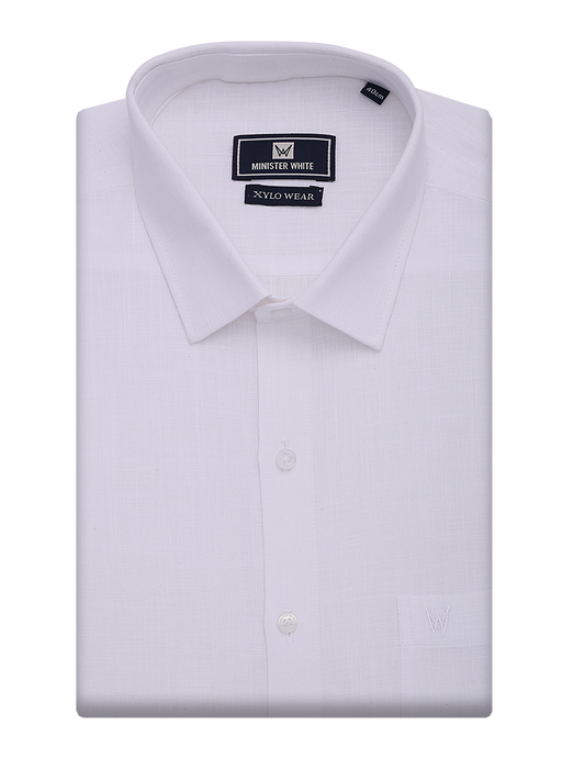 Mens Cotton Regular Fit White Shirt Xylo Wear by Minister White