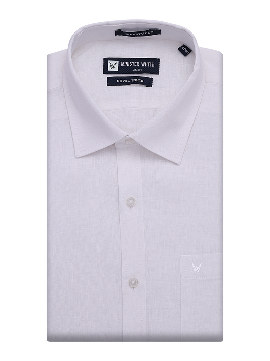 Mens Pure Linen Regular Fit White Shirt Royal Touch by Minister White