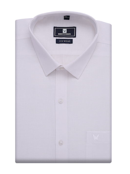 Mens Cotton Regular Fit White Shirt Ice Wear by Minister White