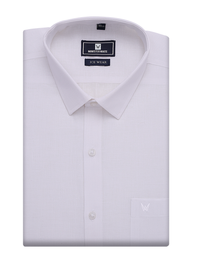 Mens Cotton Regular Fit White Shirt Ice Wear by Minister White
