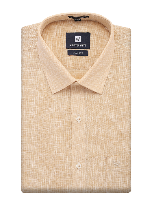 Mens Cotton Sand Colour Regular Fit Shirt Diamond by Minister White