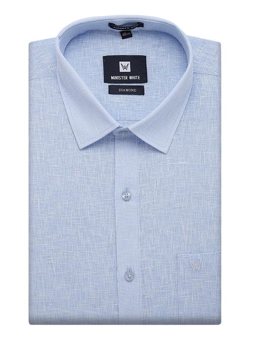 Mens Cotton Blue Colour Regular Fit Shirt Diamond by Minister White