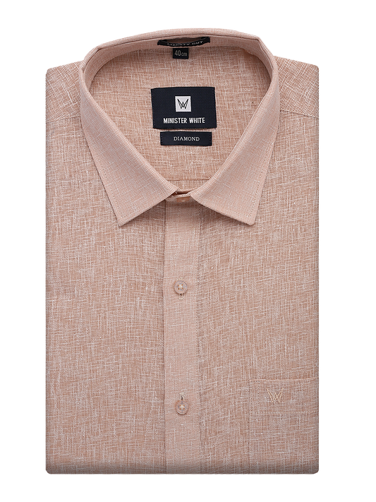 Mens Cotton Rust Colour Regular Fit Shirt Diamond by Minister White
