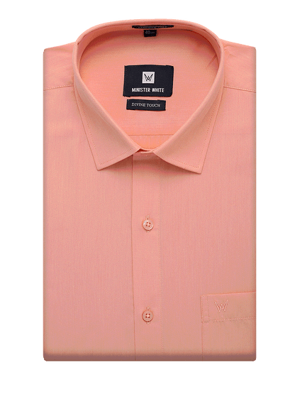 Mens Cotton Regular Fit Peach Shirt Divine Touch by Minister White