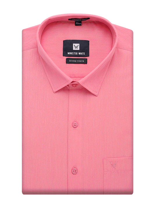 Mens Cotton Regular Fit Pink Colour Shirt Divine Touch by Minister White