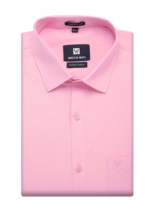Mens Cotton Regular Fit Pink Colour Shirt Divine Touch by Minister White