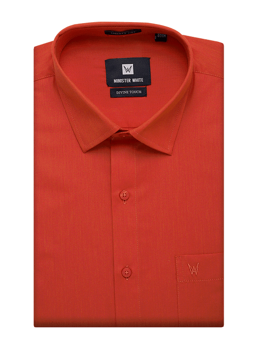 Mens Cotton Regular Fit Brick Colour Shirt Divine Touch by Minister White