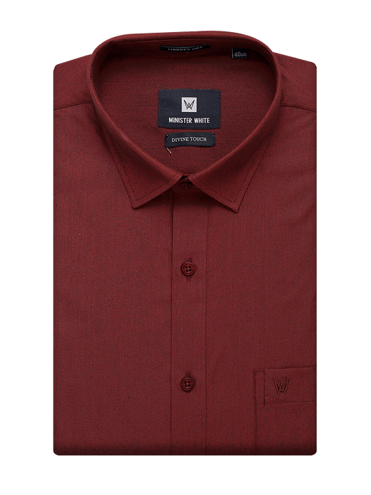Mens Cotton Regular Fit Maroon Colour Shirt Divine Touch by Minister White