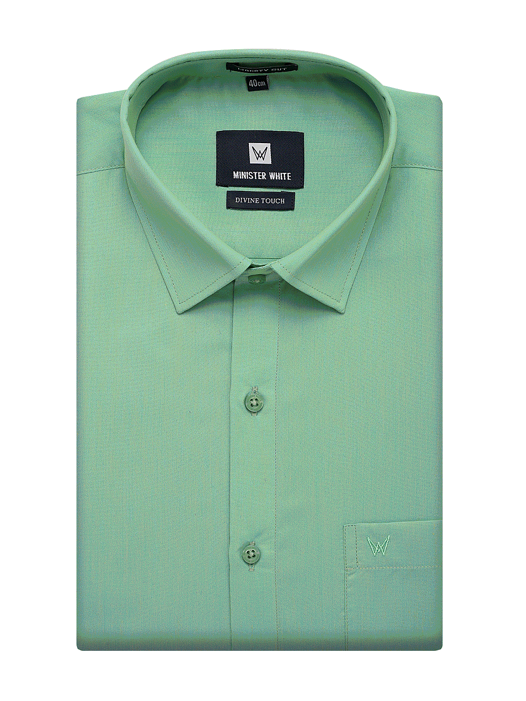 Mens Cotton Regular Fit Light Green Colour Shirt Divine Touch by Minister White