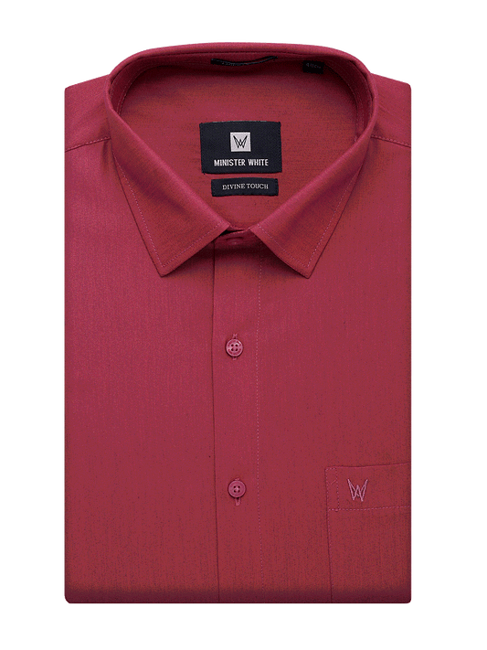 Mens Cotton Regular Fit Ruby Colour Shirt Divine Touch by Minister White