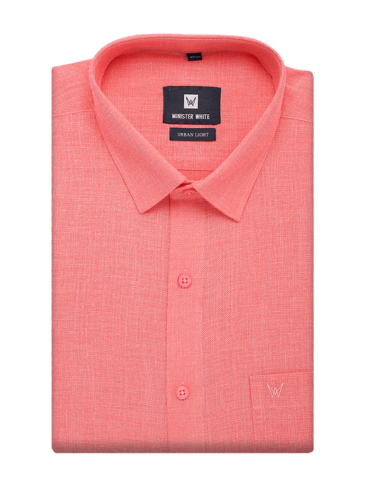 Mens Cotton Regular Fit Coral Colour Shirt Urban Light by Minister White