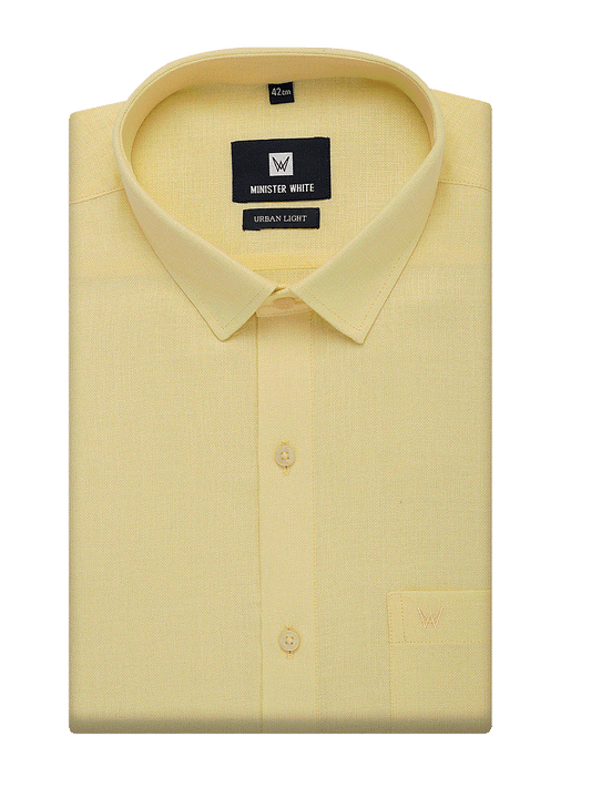 Mens Cotton Regular Fit Yellow Colour Shirt Urban Light by Minister White