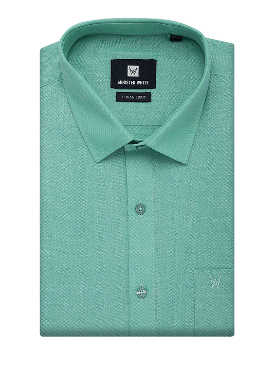 Mens Cotton Regular Fit Mint Colour Shirt Urban Light by Minister White