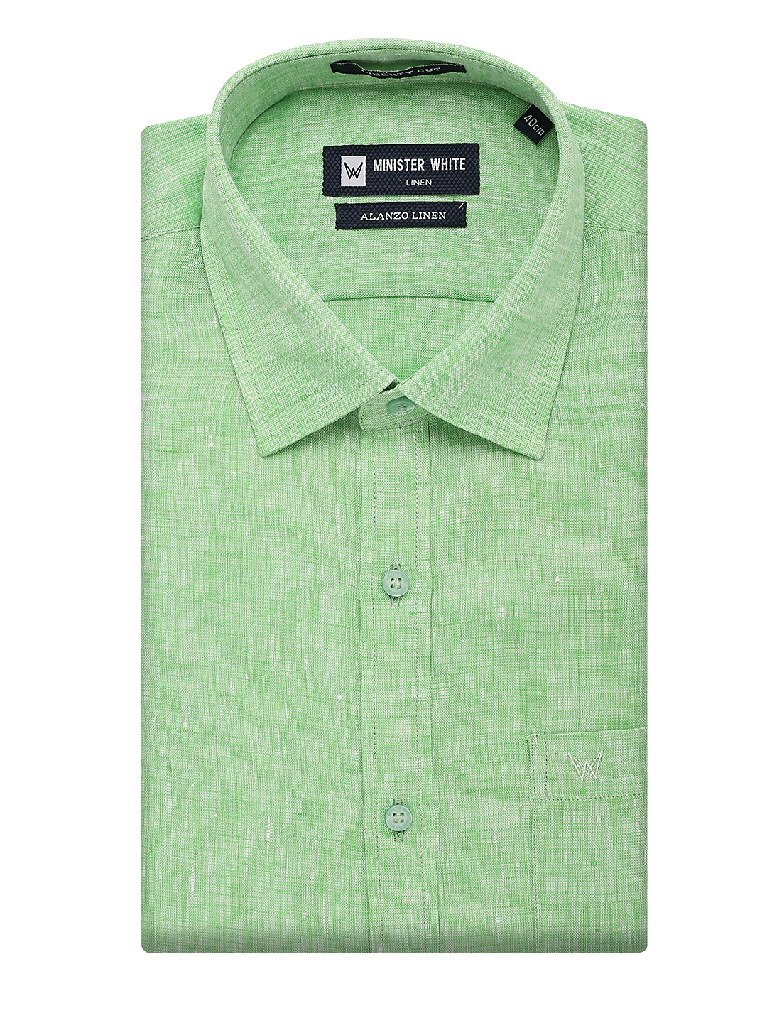 Mens Pure Linen Regular Fit Lime Colour Shirt Alanzo Linen by Minister White