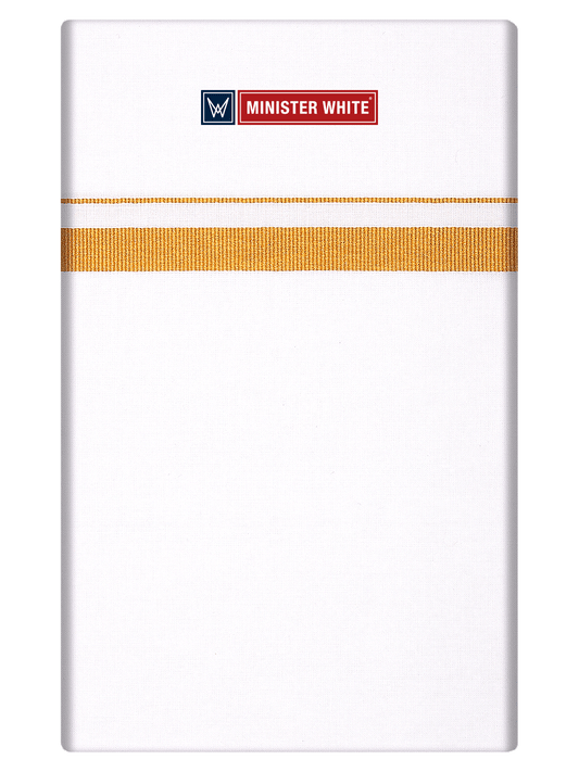 Mens Cotton Cream Single Layered Dhoti with 1/2" Gold Jari Border - Prime 1/2 by Minister White
