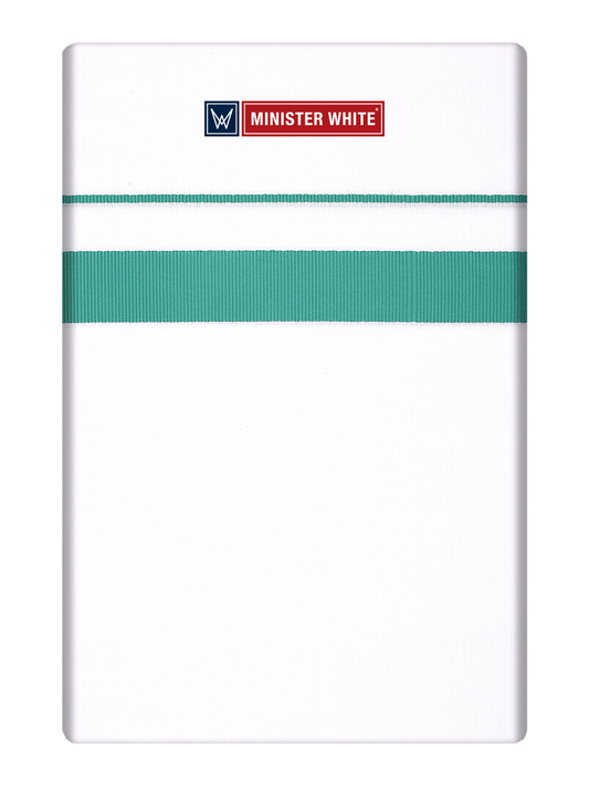 Mens Cotton White Single Layered Dhoti with Sea Green Fancy Border - Janatha by Minister White