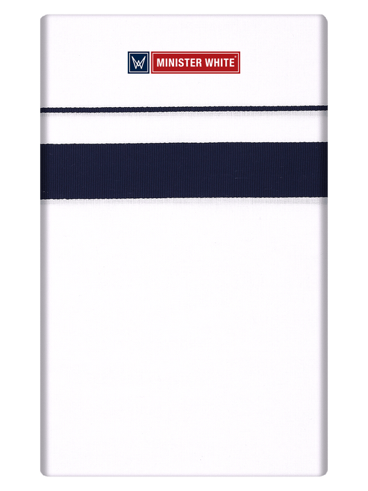 Mens Cotton White Single Layered Dhoti with Navy Fancy Border - Janatha by Minister White