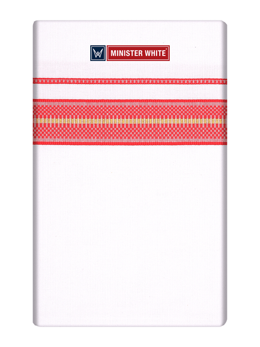 Mens Cotton White Single Layered Dhoti with Assorted Fancy Border - Devalayam Mix by Minister White