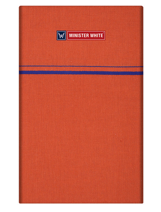 Mens Cotton Dark Kaavi Color Single Layered Dhoti with Assorted Border - Bhoomi by Minister White