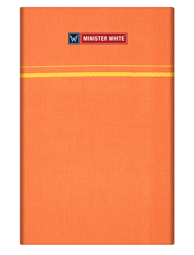 Mens Cotton Medium Kavi Color Single Layered Dhoti with Assorted Border - Bhoomi by Minister White