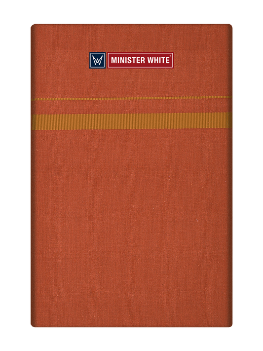 Mens Cotton Dark Kavi Color Single Layered Dhoti with Assorted Border - Harban by Minister White