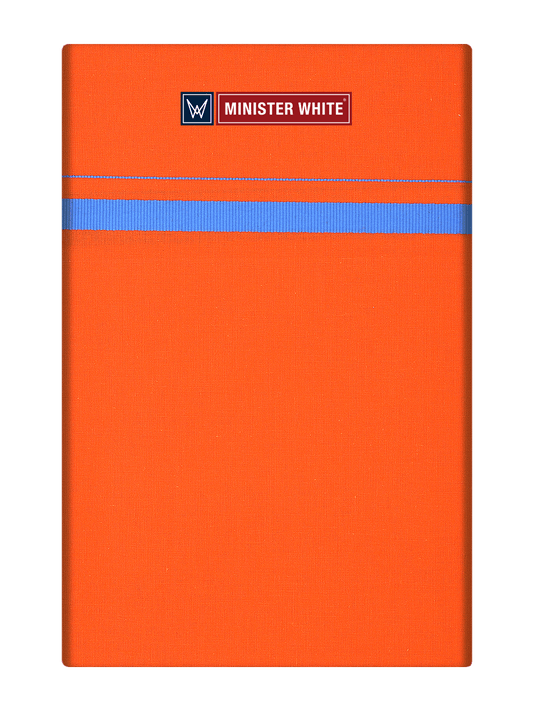 Mens Cotton Orange Color Single Layered Dhoti with Assorted Border - Harban by Minister White