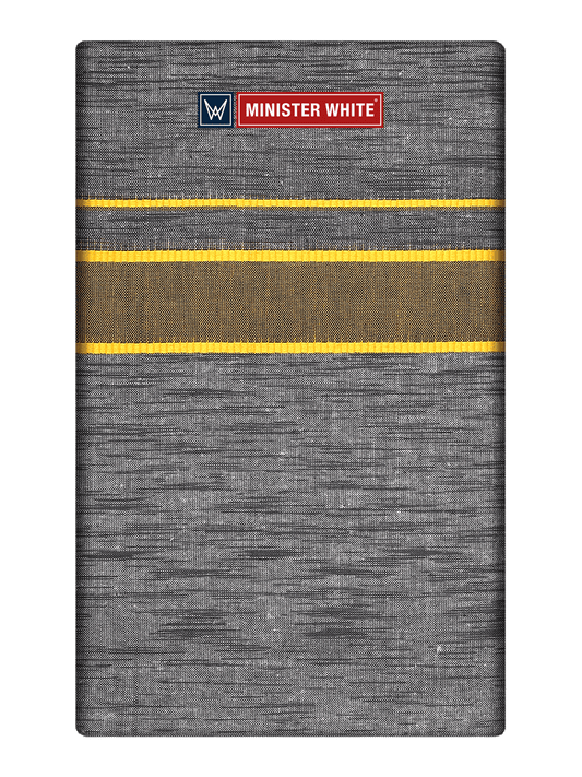 Mens Cotton Grey Colour Single Layered Dhoti with Gold Broder - Saagaram by Minister White