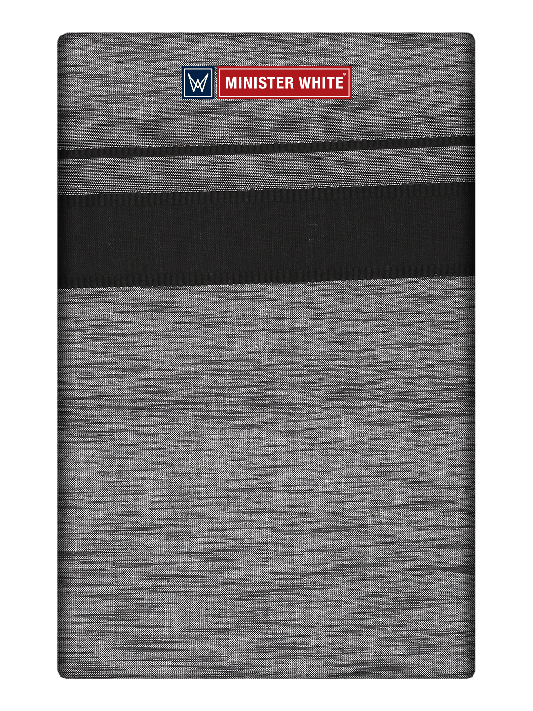 Mens Cotton Grey Colour Single Layered Dhoti with Black Broder - Saagaram by Minister White