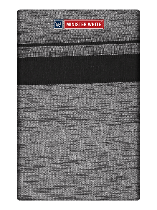 Mens Cotton Grey Colour Single Layered Dhoti with Black Broder - Saagaram by Minister White