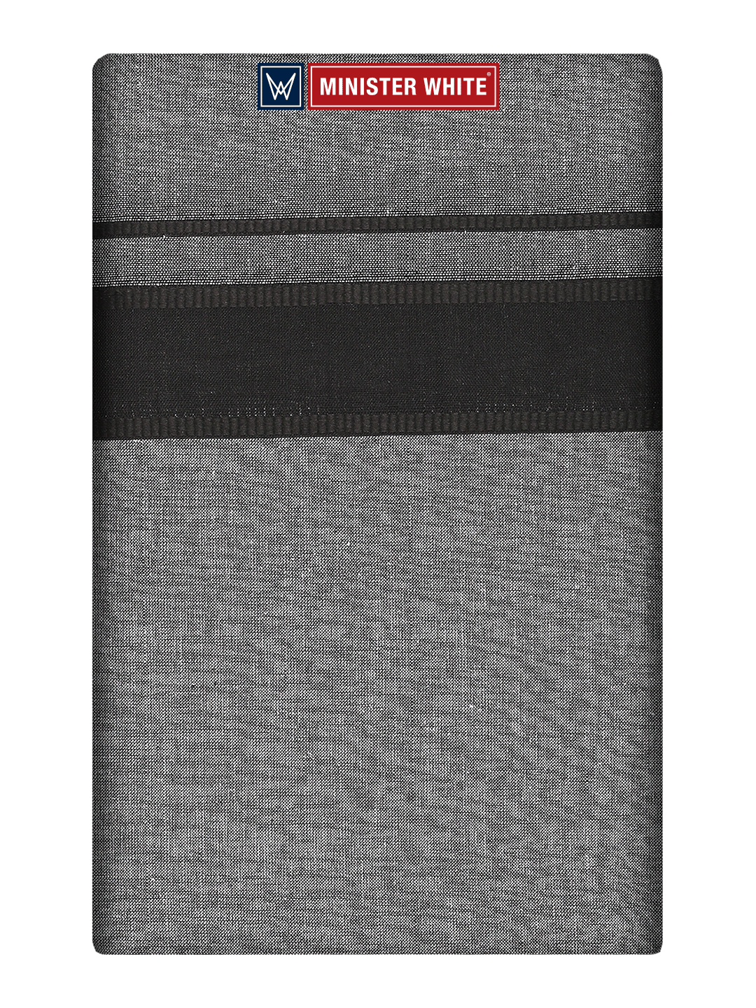 Mens Cotton Grey Colour Single Layered Dhoti with Black Broder - Raagam by Minister White