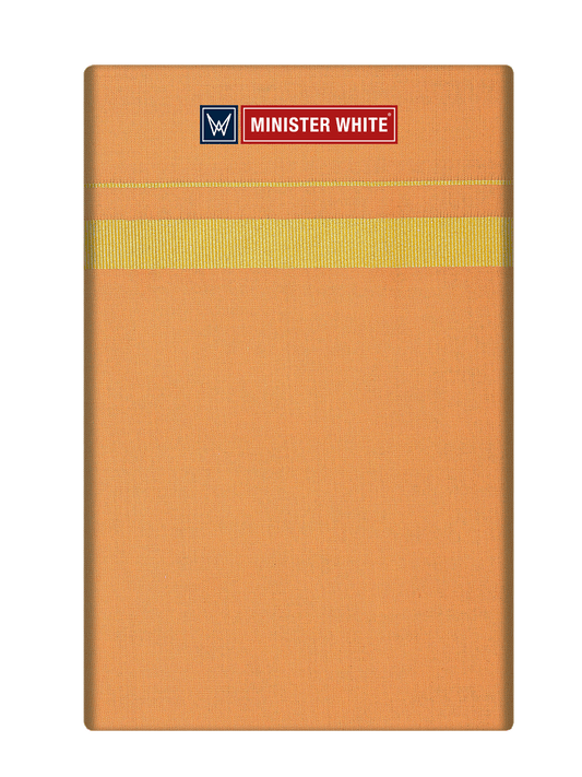Mens Cotton Medium Kavi Color Single Layered Dhoti with Assorted Border - Vintage by Minister White