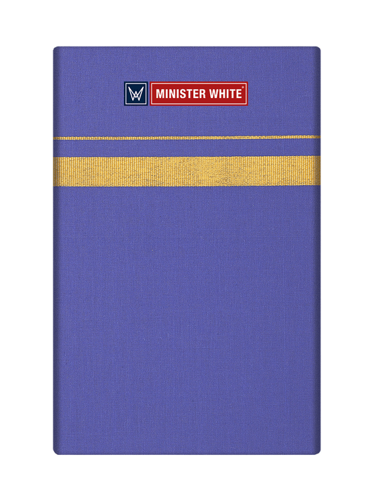 Mens Cotton Blue Color Single Layered Dhoti with Assorted Border - Vintage by Minister White