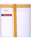 Mens Cotton White Colour Single Layered with Gold Jari Flexi Dhoti - Targus Sgl