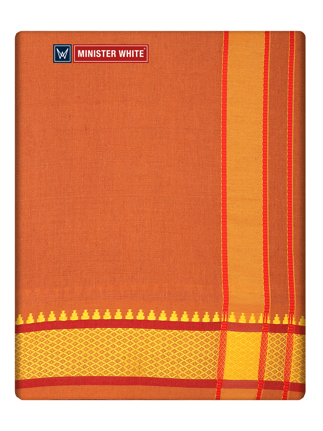 Men's Cotton Medium Kavi Panchakacham & Angavastram Set with Elegant Assorted Border Design River